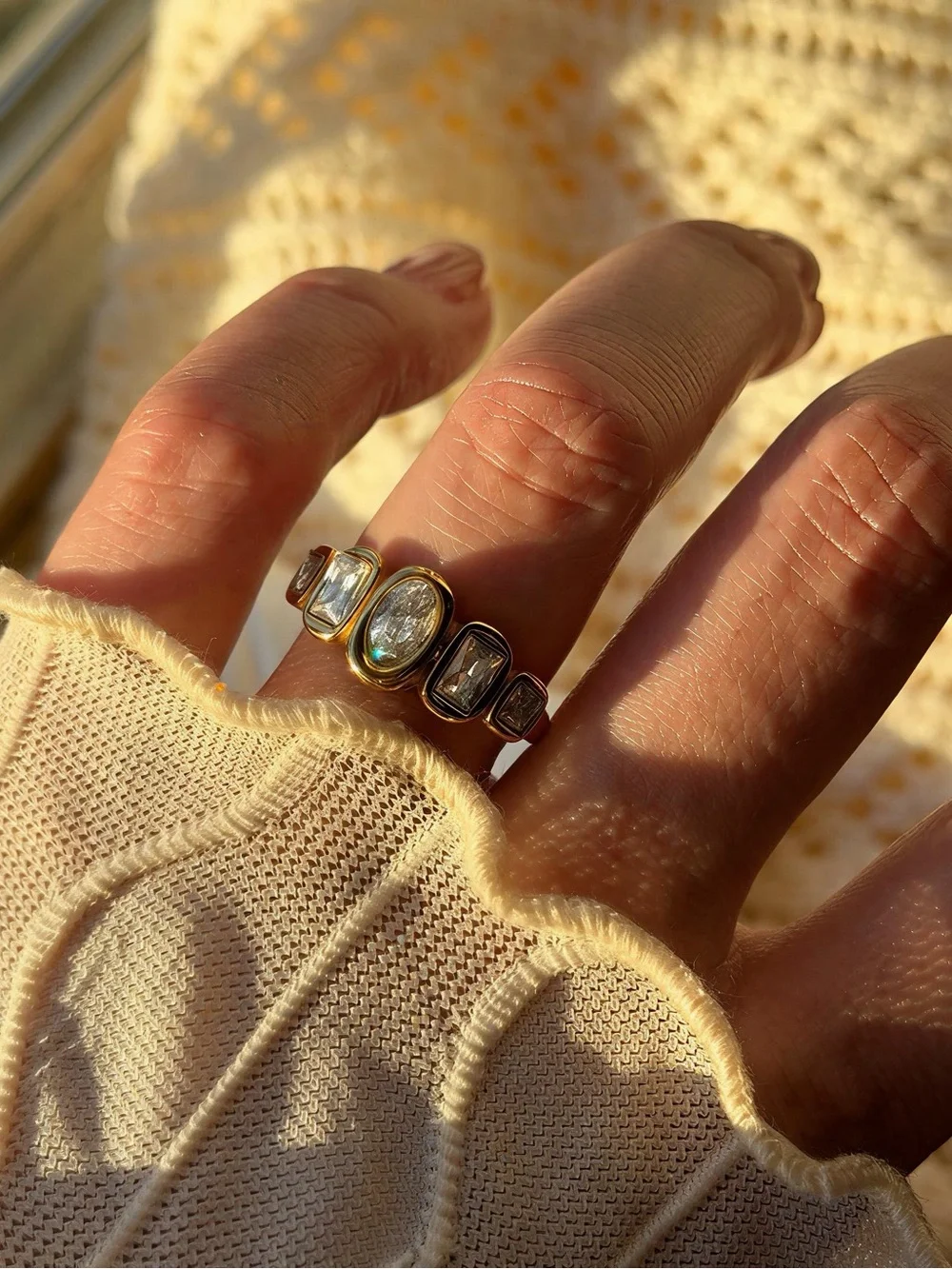 Gold Bezel Cubic Zirconia Stacking Ring - Gold